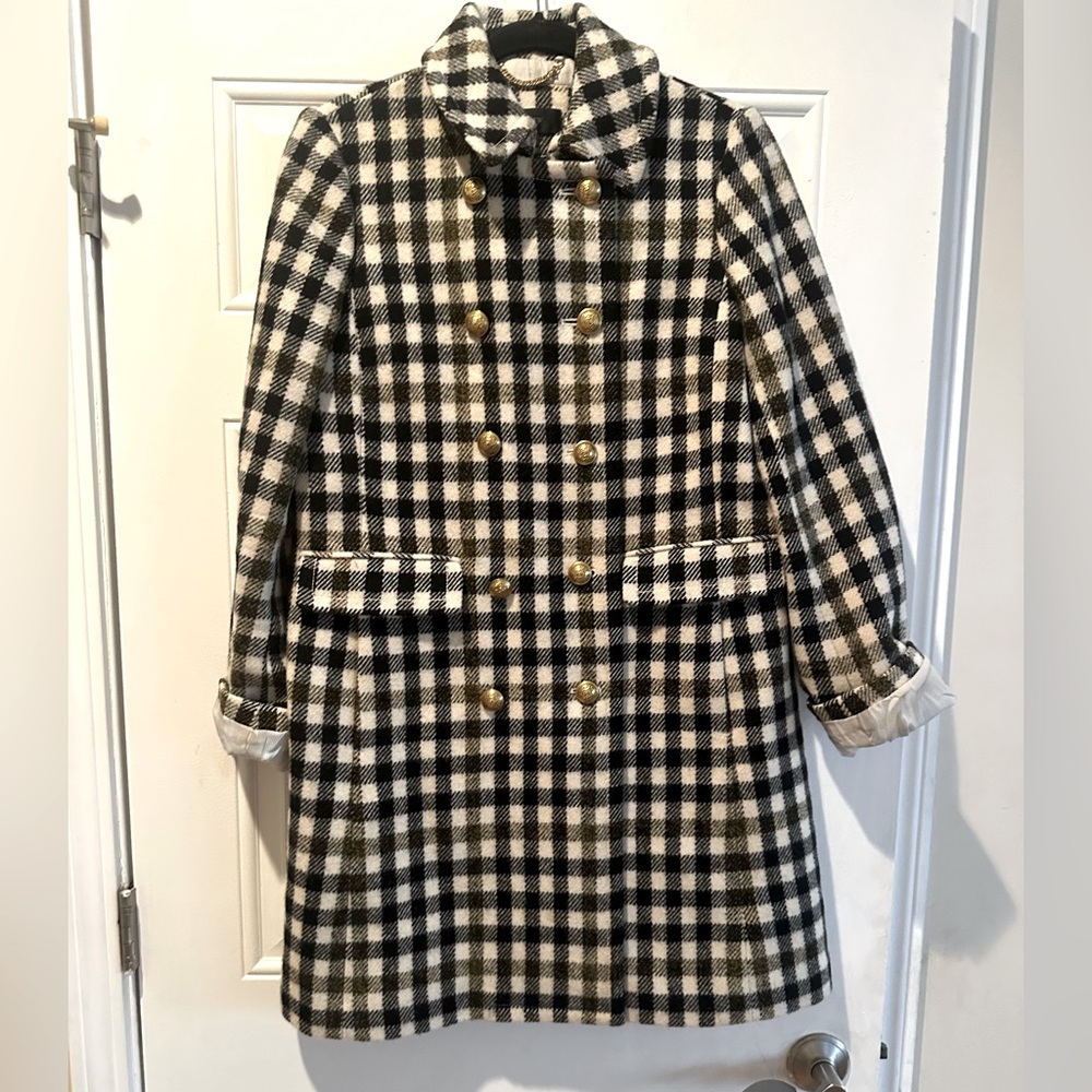 J. Crew Black and White Checkered Coat